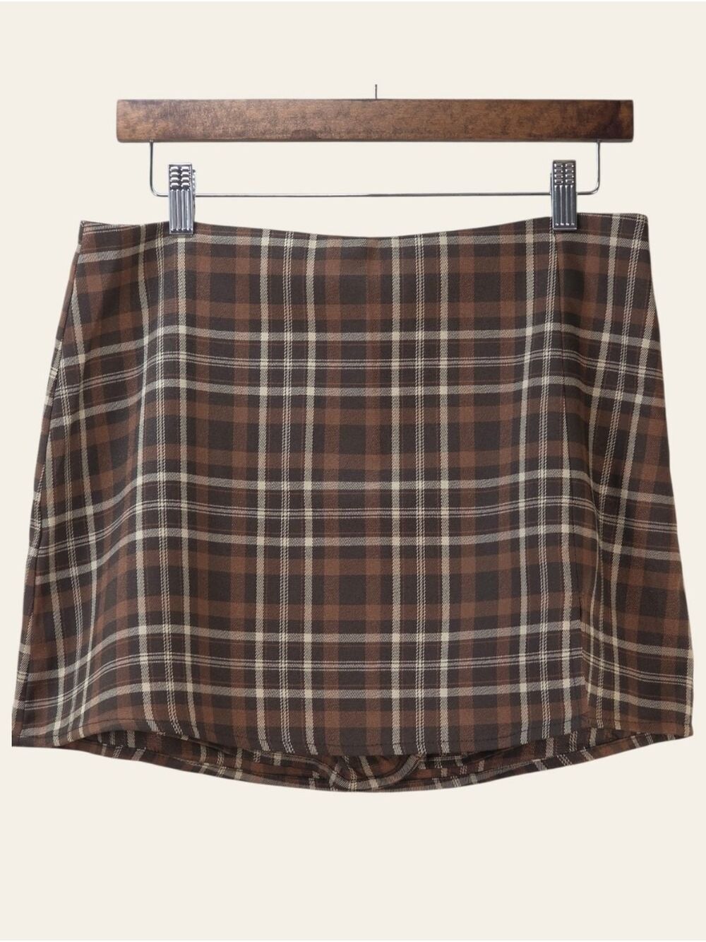 Love Tree Brown Plaid Skort High Rise Mini Size Large NWT